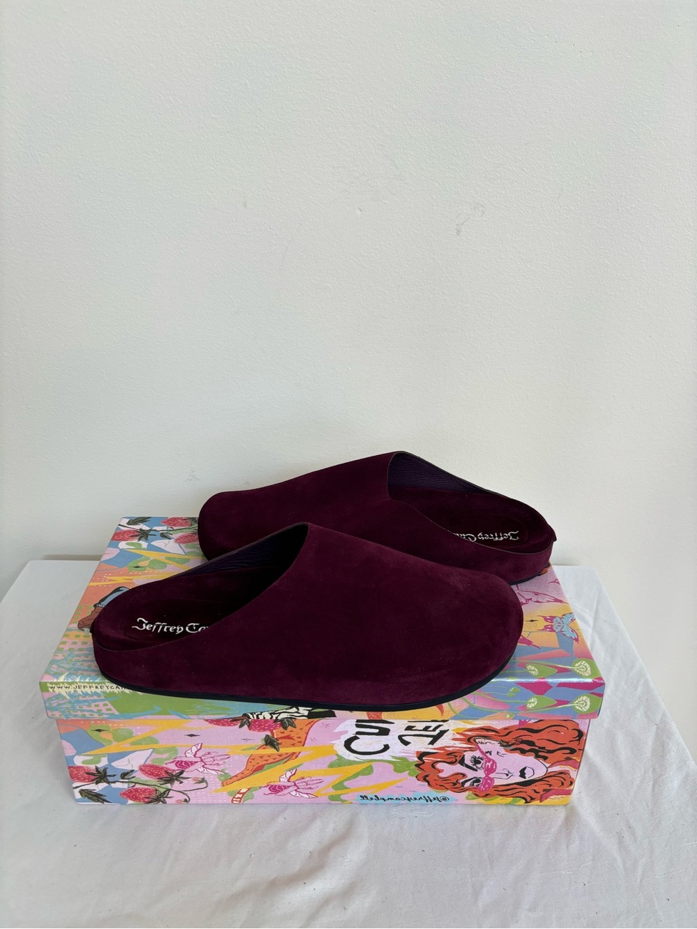 Jeffrey Campbell Content Clogs Dark Wine Suede Sz7 Womens New - Picture 2 of 8